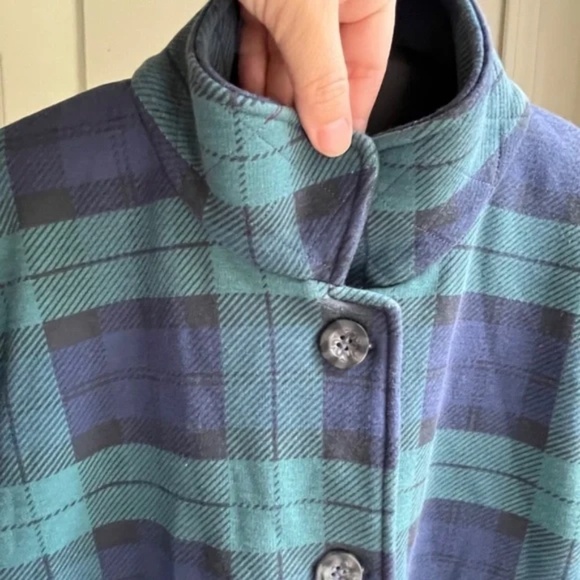 Vermont Country Terry Plaid Fleece Cardigan Sweater Plush Cozy Top Jacket Size M - Picture 4 of 12